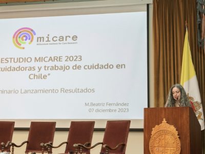 Claudia Miranda presentando estudio MICARE 2023